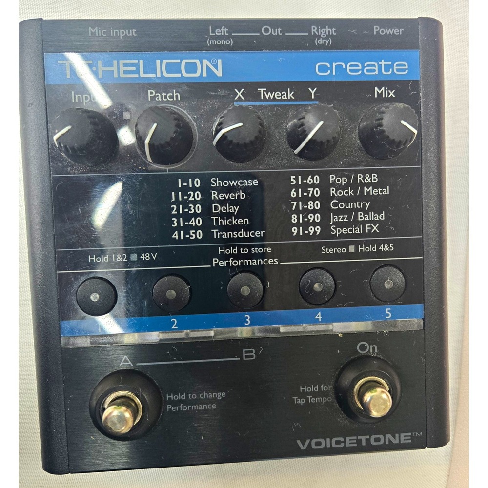 TC-Helicon VoiceTone Create Multi-Effects Reverb/Delay 48V Presets XLR Untested